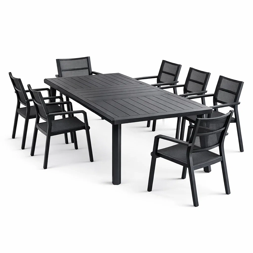 Essgruppe Aluminium Textilene Anthrazit 8 teilig