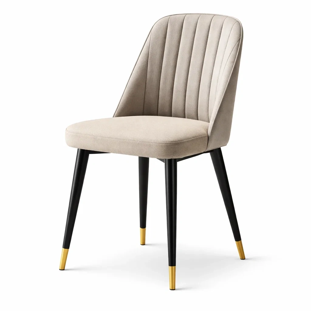 Essstuhl Mikrofaser Metallbeinen Beige