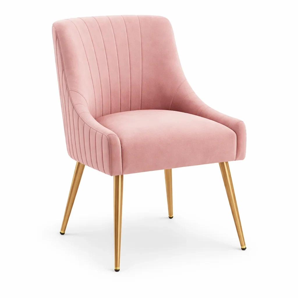 Essstuhl Samt Metallbeinen Rosa Gold