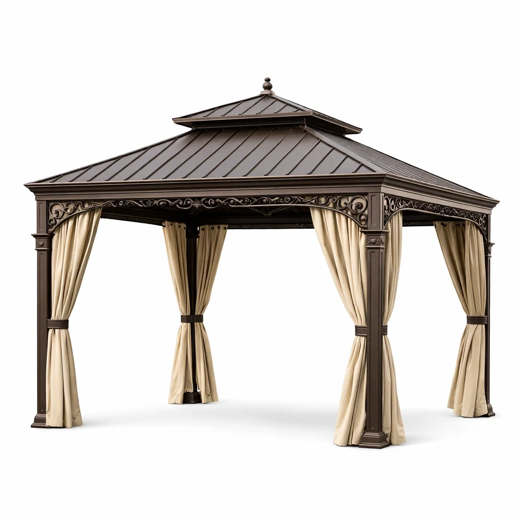 Gartenpavillon Stahl Polyester Braun 300x400x300 cm