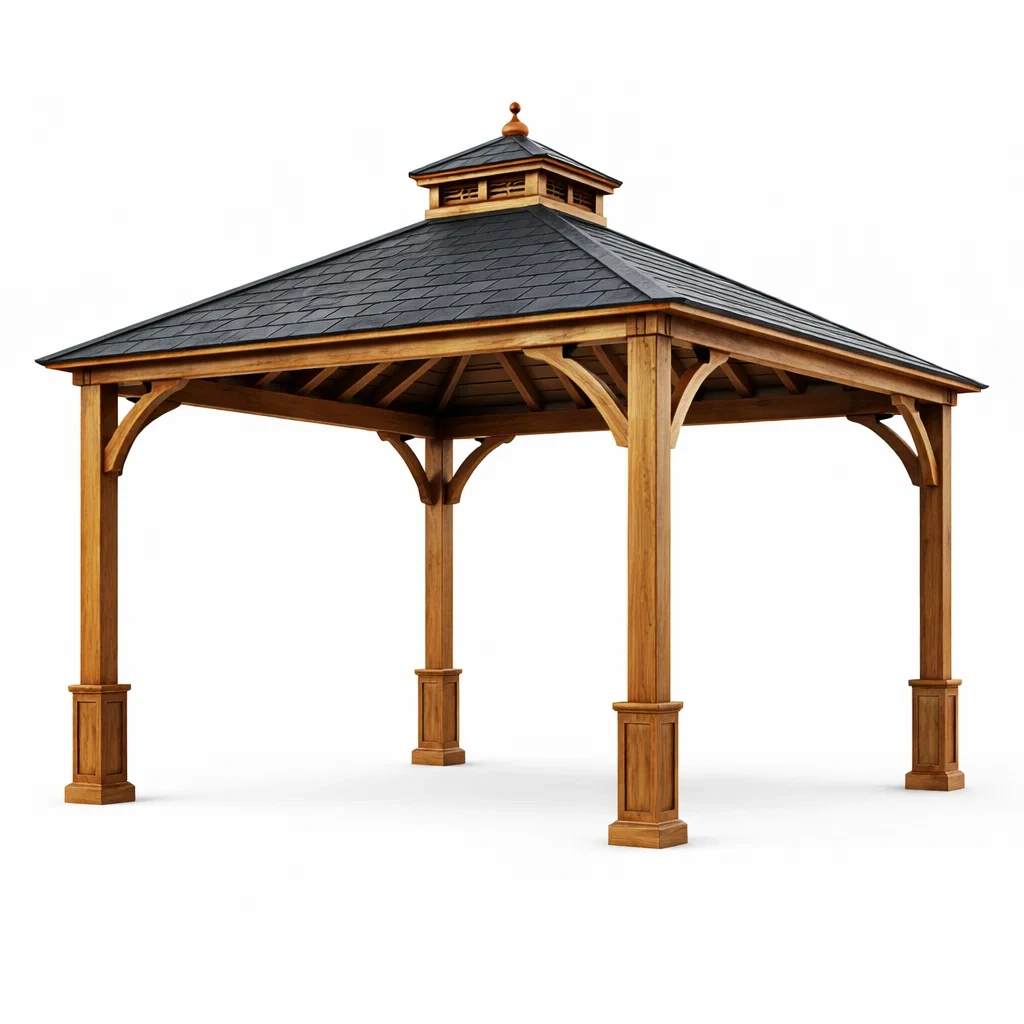 Gartenpavillon Massivholz Schieferdach 400x400x300 cm