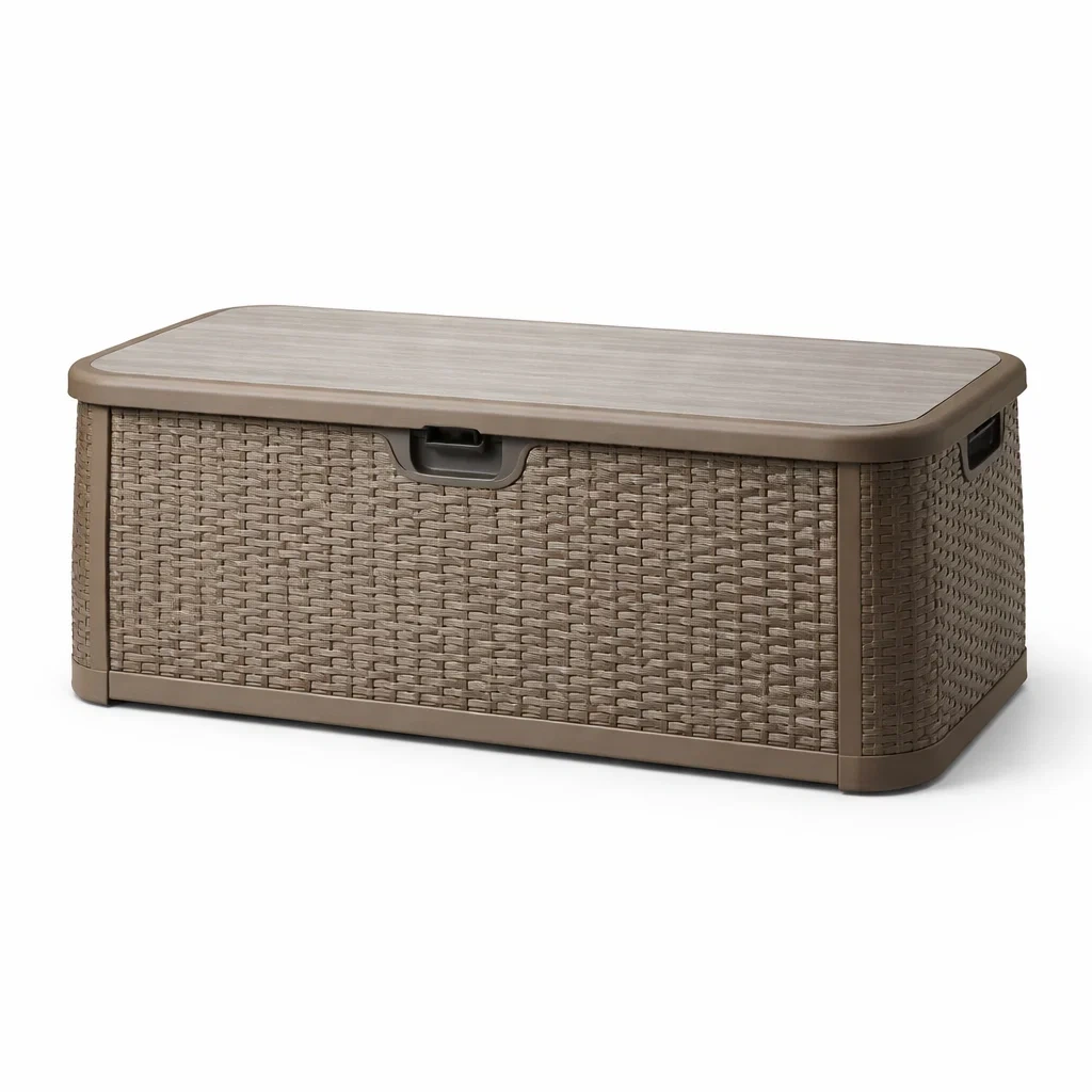 Aufbewahrungsbox Kunststoff Rattanoptik Braun