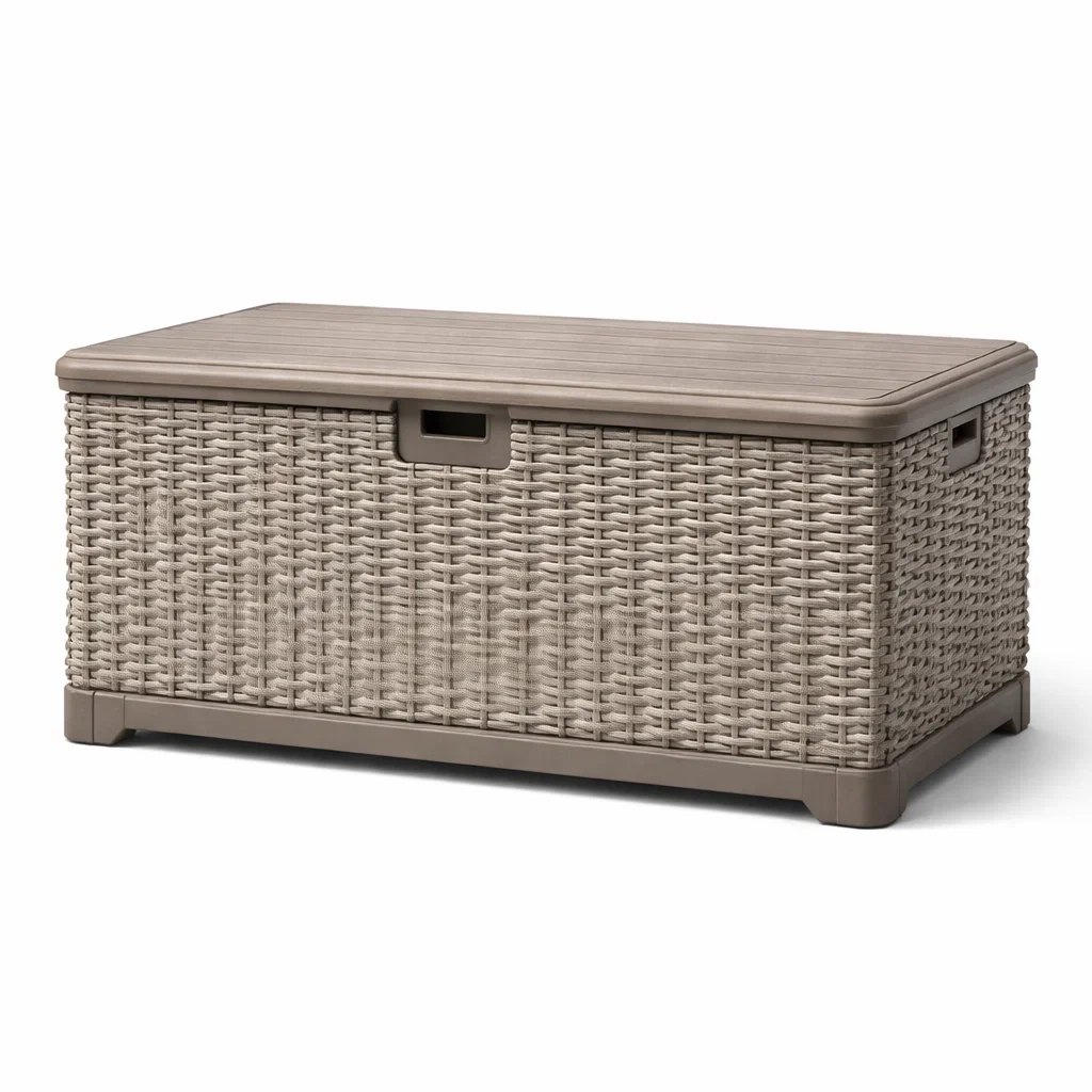 Aufbewahrungsbox Kunststoff Beige Rechteckig