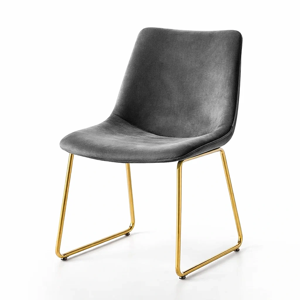 Essstuhl Samt Metall Grau Gold