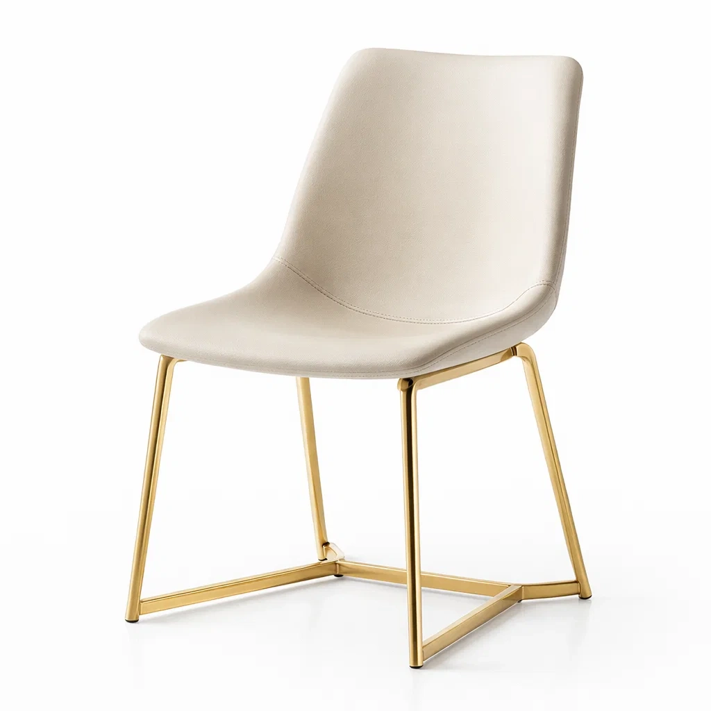 Essstuhl Kunstleder Beige Metallrahmen