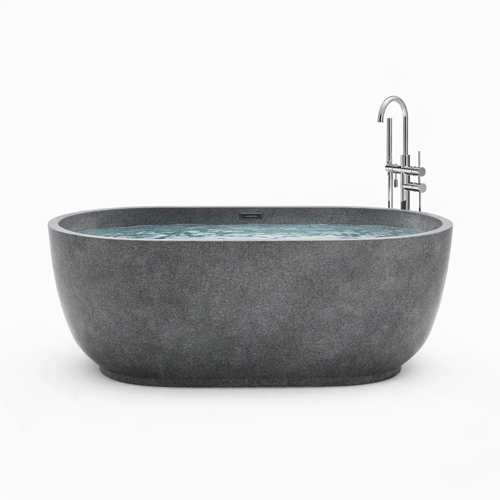 Freistehende Badewanne Verbundwerkstoff Dunkelgrau Oval