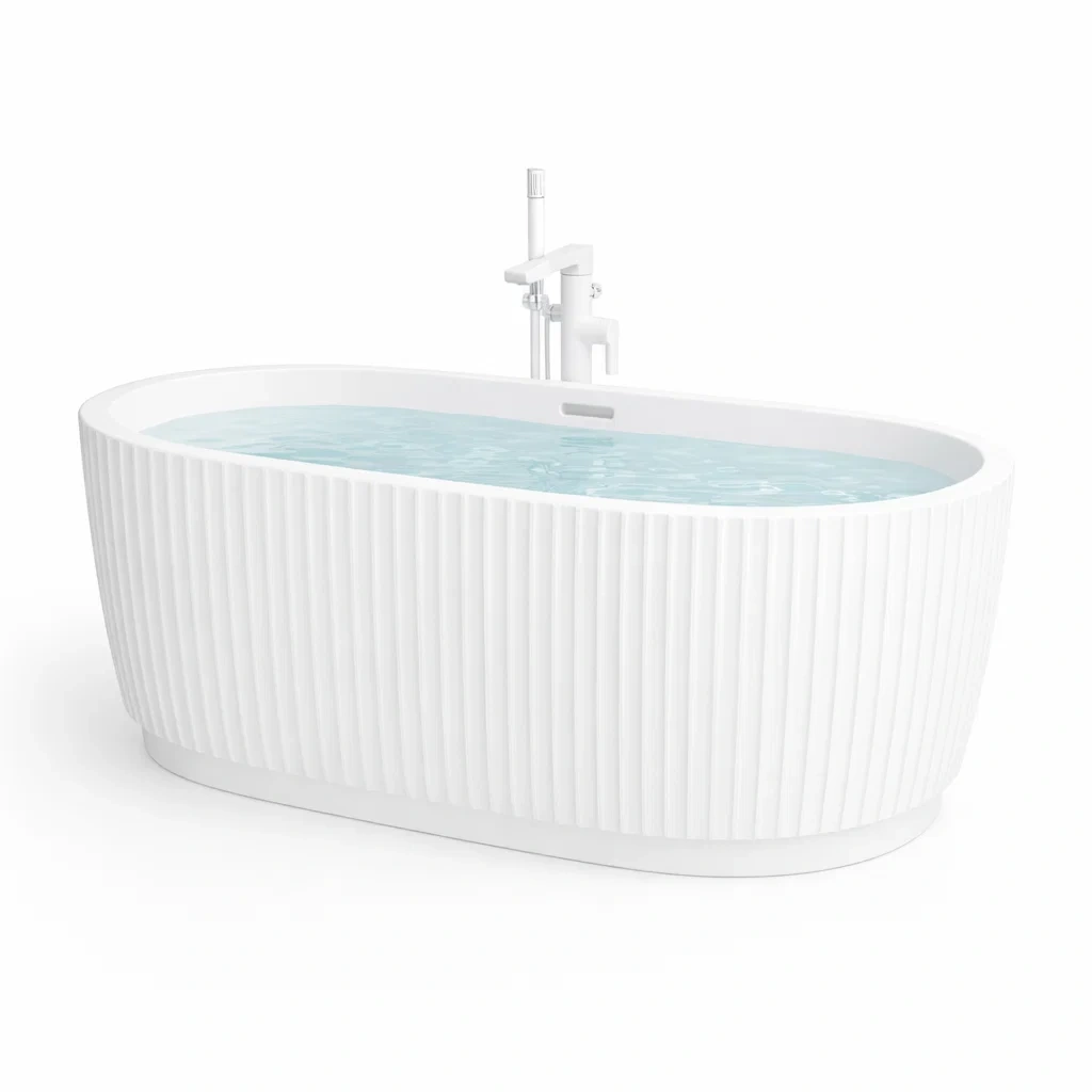 Freistehende Badewanne Acryl Oval Weiß
