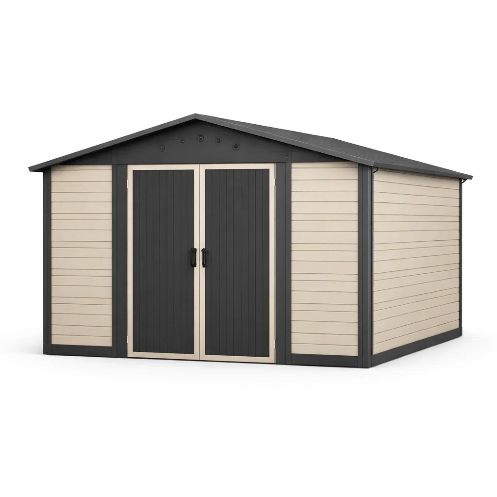 Gartenhaus Kunststoff Beige Grau 342x245x226 cm