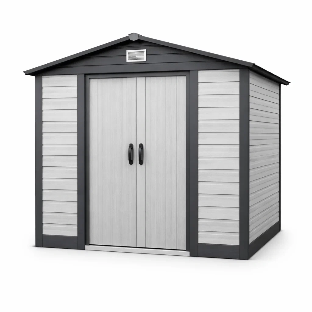 Gartenhaus Kunststoff Grau Schwarz 186x180x208 cm