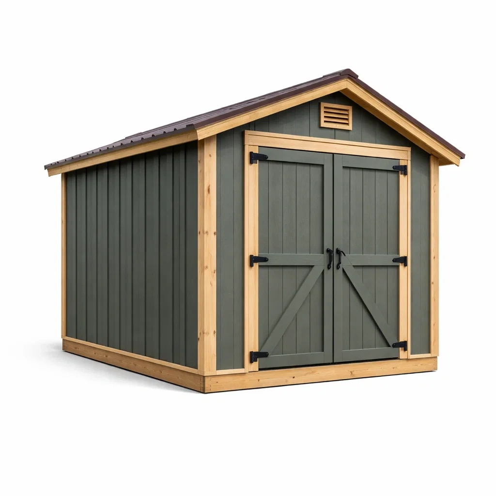 Gartenhaus Holz Metall Satteldach Doppeltür 244x183x239 cm