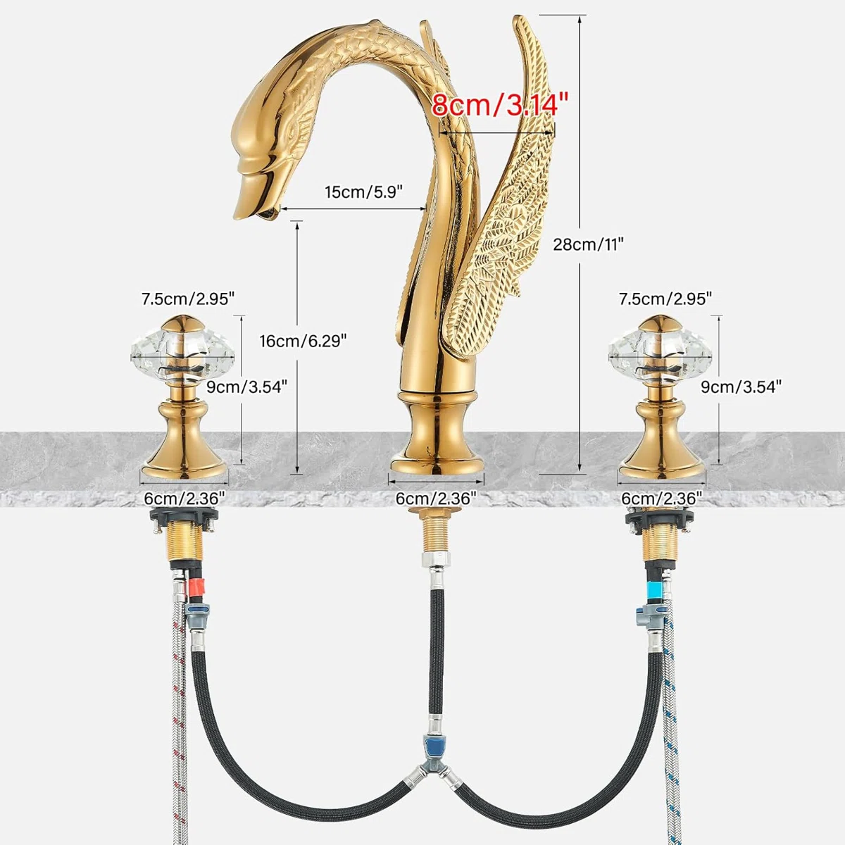 Golden Ornate Swan Style Bathroom Sink Faucet