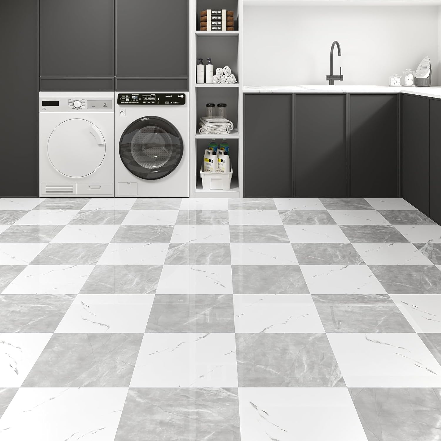 40-Pack Peel and Stick Tile Vinyl Floor Glossy 12x 12 inch