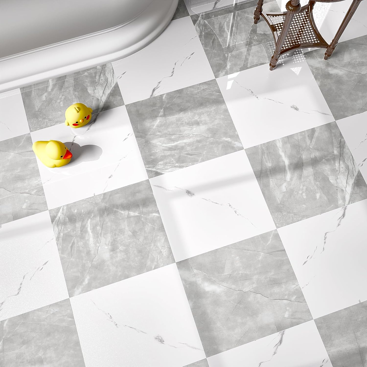 40-Pack Peel and Stick Tile Vinyl Floor Glossy 12x 12 inch