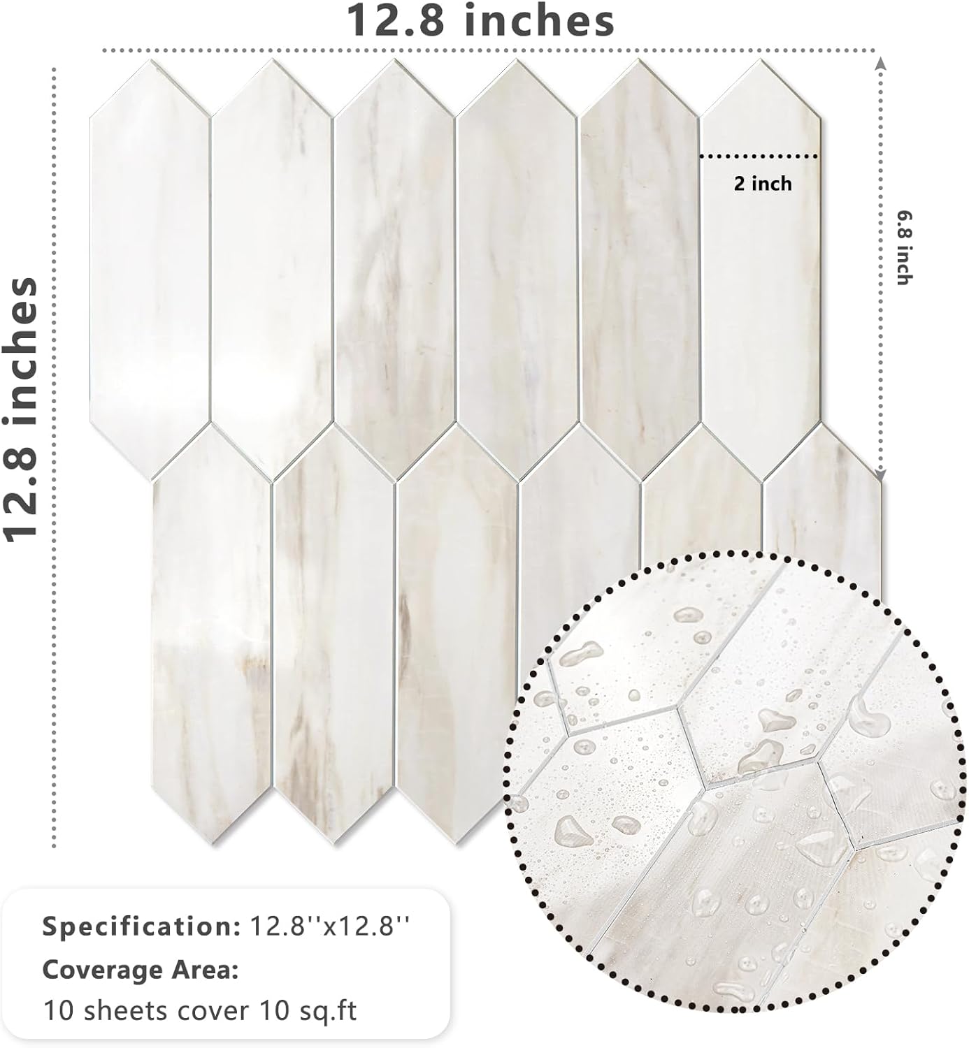 Glossy Wood Marble Grain Backsplash Tile Peel and Stick