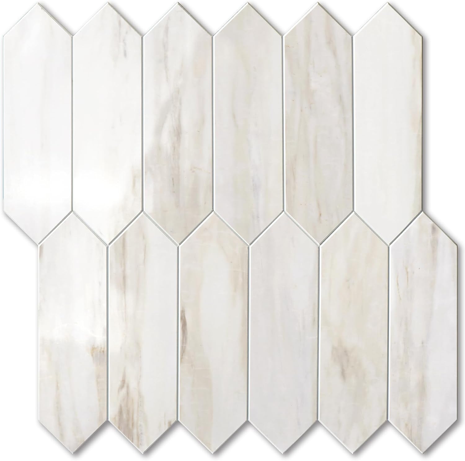 Glossy Wood Marble Grain Backsplash Tile Peel and Stick
