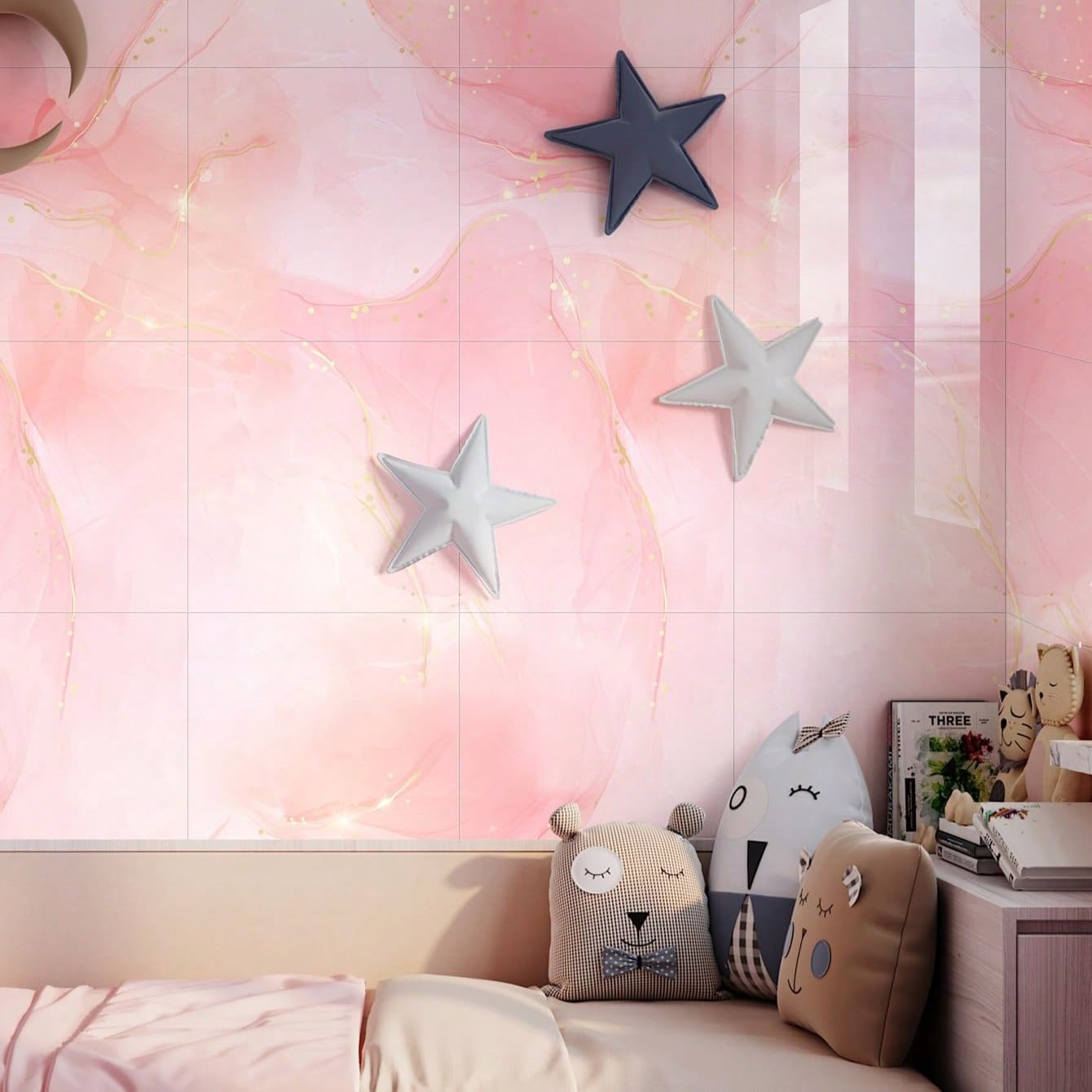 10pcs Marble Peel and Stick Backsplash Waterproof Washroom Wall Panels