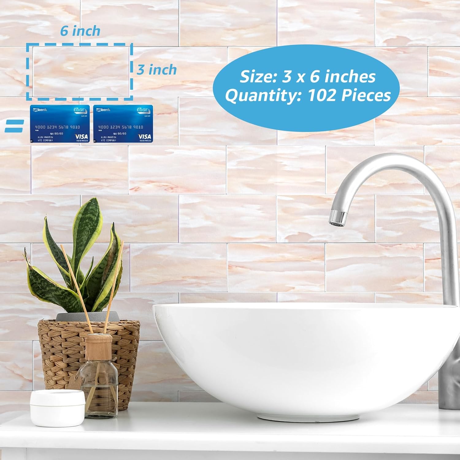 Peel and Stick Wall Tile for Kitchen Backsplash, Bathroom, Fireplace