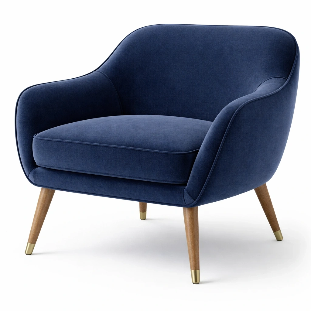 Fauteuil tissu rembourr contemporain C Bleu fonc