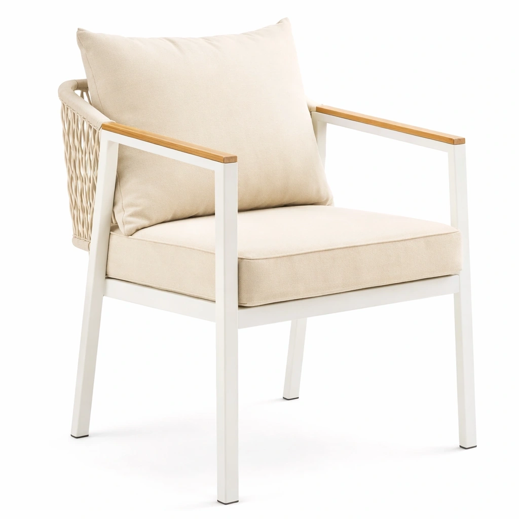 Fauteuil avec coussin et accoudoirs C Beige