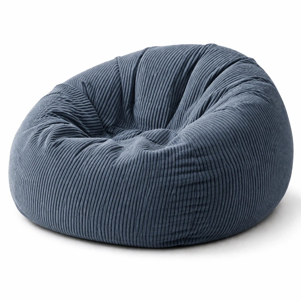 Pouf gant en velours c?tel C Bleu