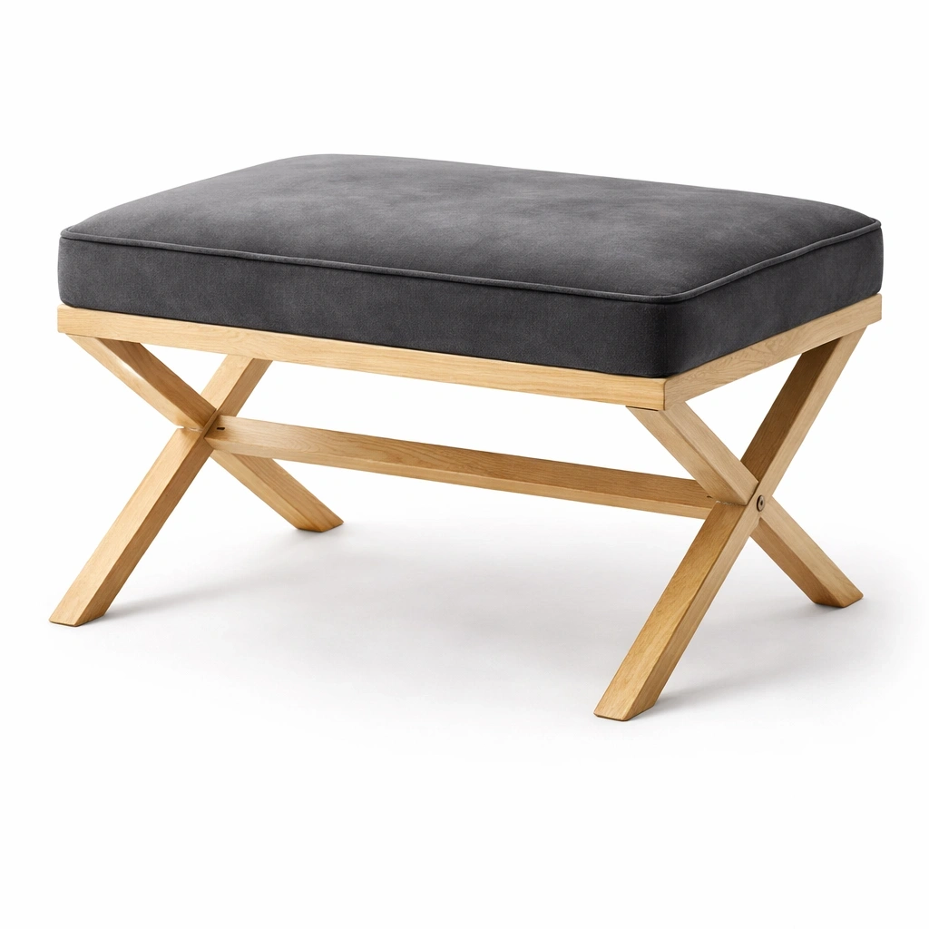 Banc rembourr avec structure en bois C Gris fonc