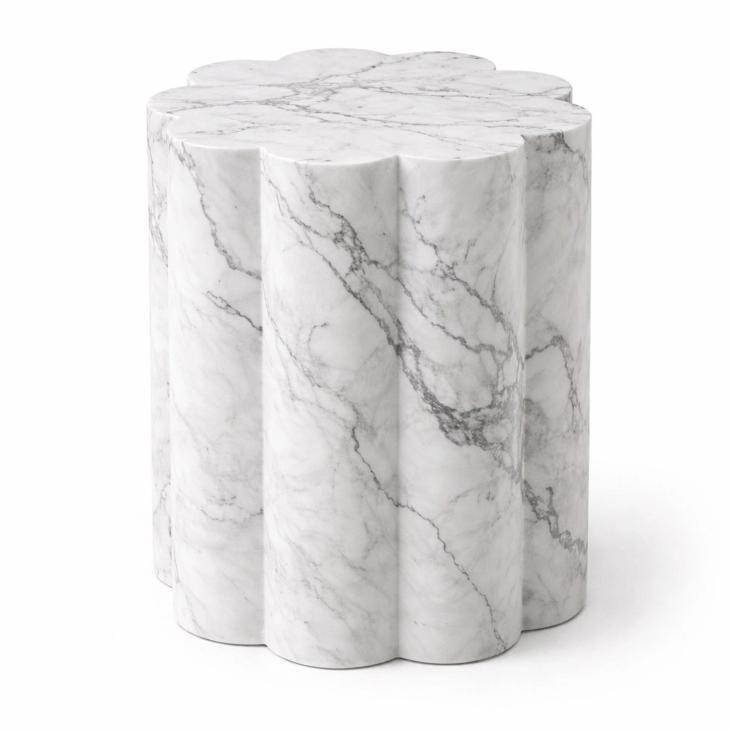Table d appoint sculpte en marbre C Blanc