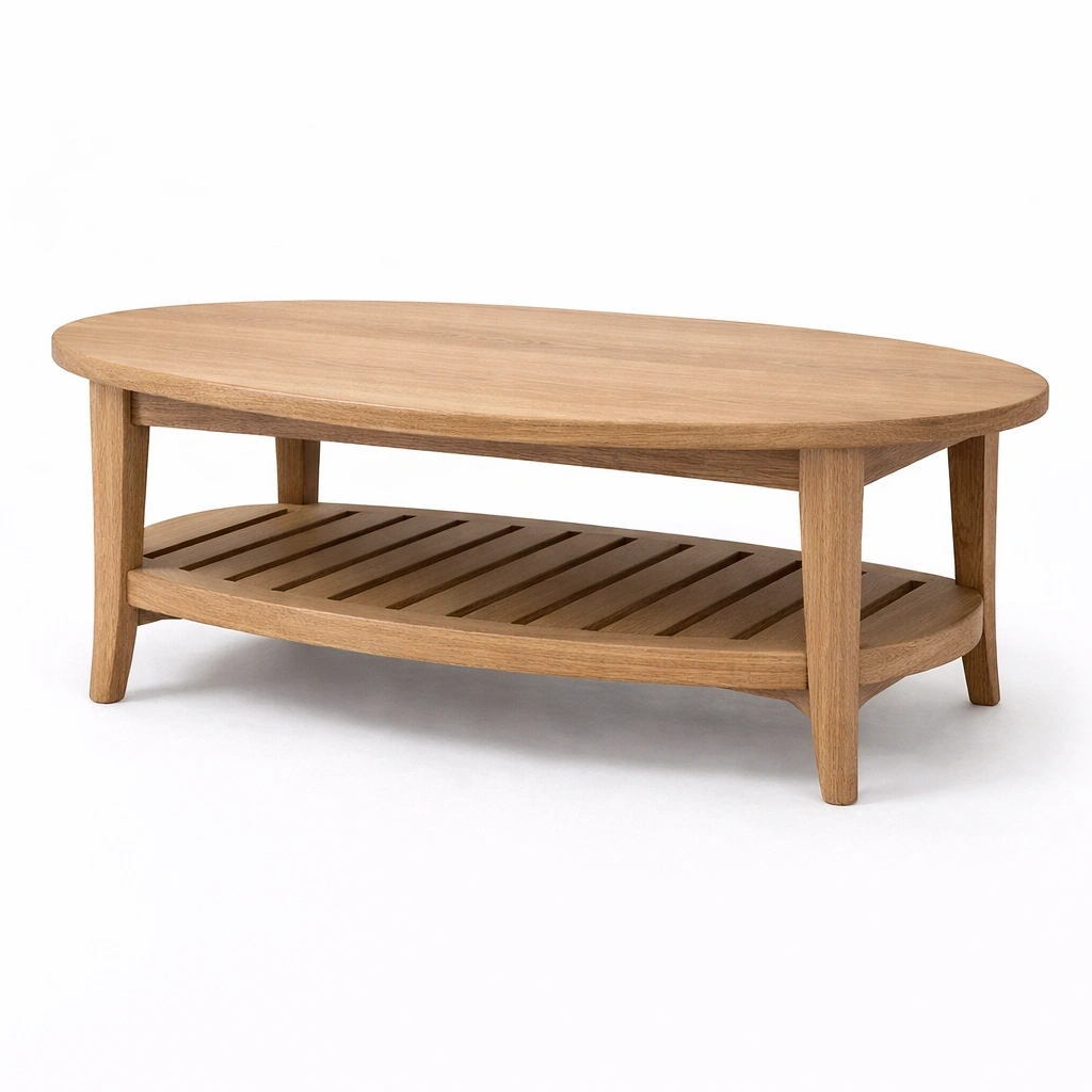 Table basse ovale avec tagre C Bois naturel