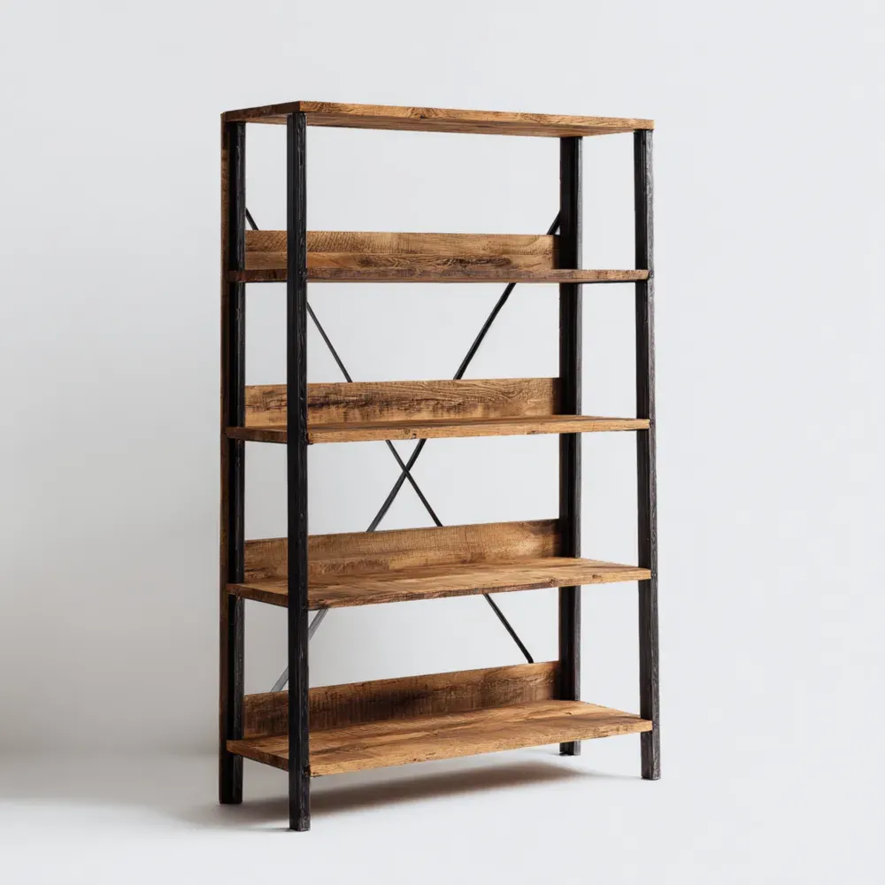 Estantería de madera y metal 120x35x180 cm - Rústico Industrial