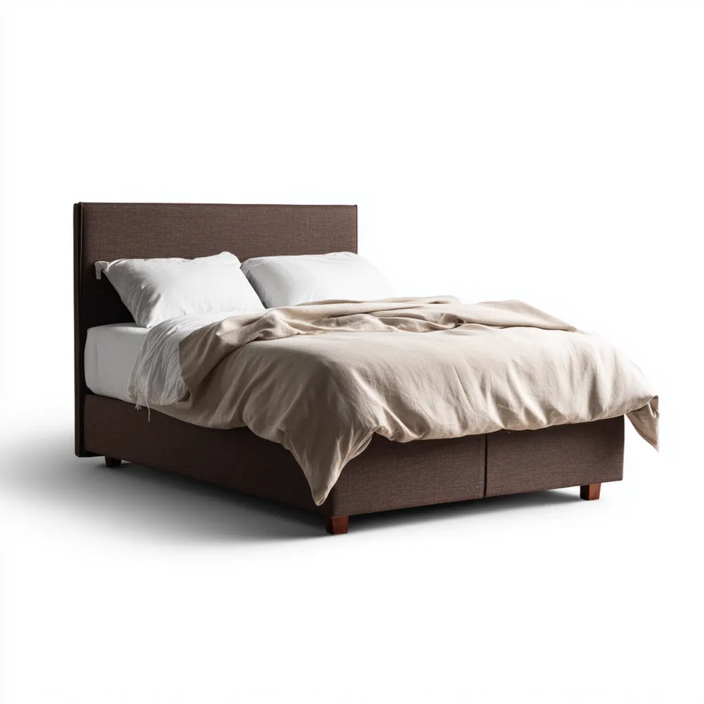 Cama Doble Tapizada 160x200x100 cm – Marrón – Diseño Contemporáneo