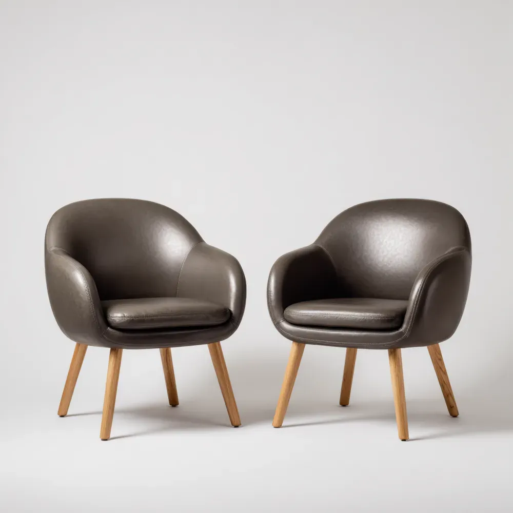 Juego de Sillones Tapizados Cuero Sintético 80x75x70 cm - Marrón - Diseño Moderno