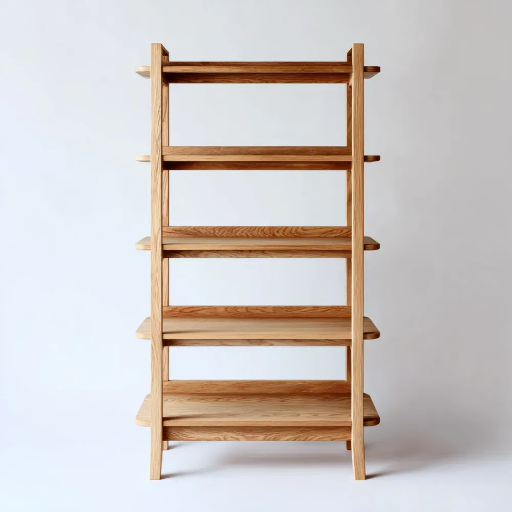 Estantería de madera maciza 90x35x180 cm – Roble Natural – Diseño Moderno