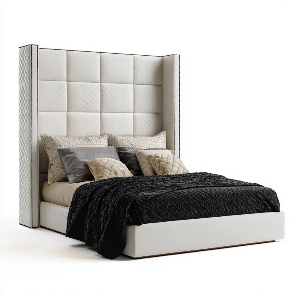 Cama Doble Tapizada con Respaldo Acolchado 200x180x140 cm – Blanco – Diseño Moderno