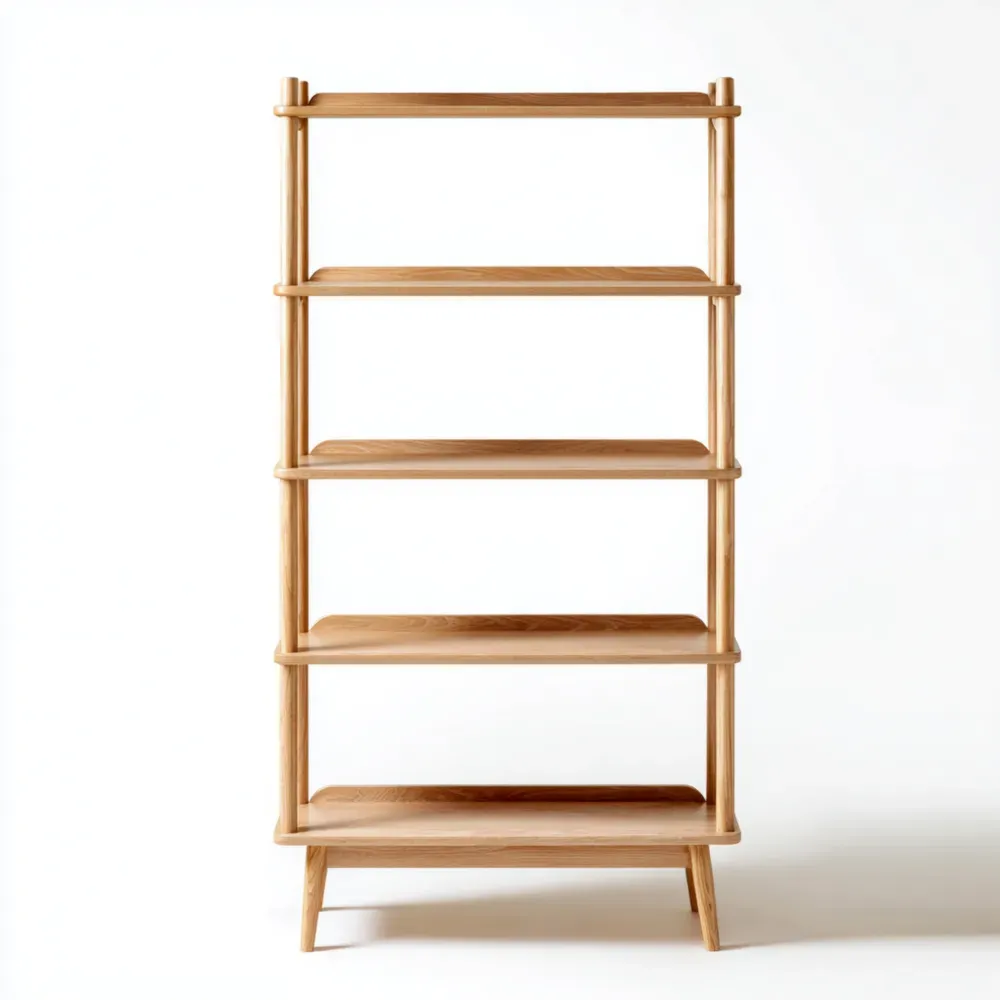 Estantería de Madera 80x35x150 cm - 5 Niveles - Color Natural - Diseño Contemporáneo