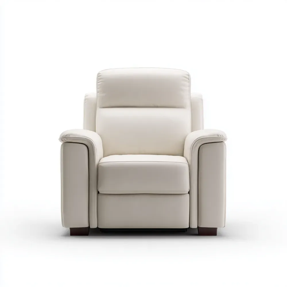 Sillón reclinable 90x100x95 cm Tapizado de cuero sintético – Beige – Diseño ergonómico