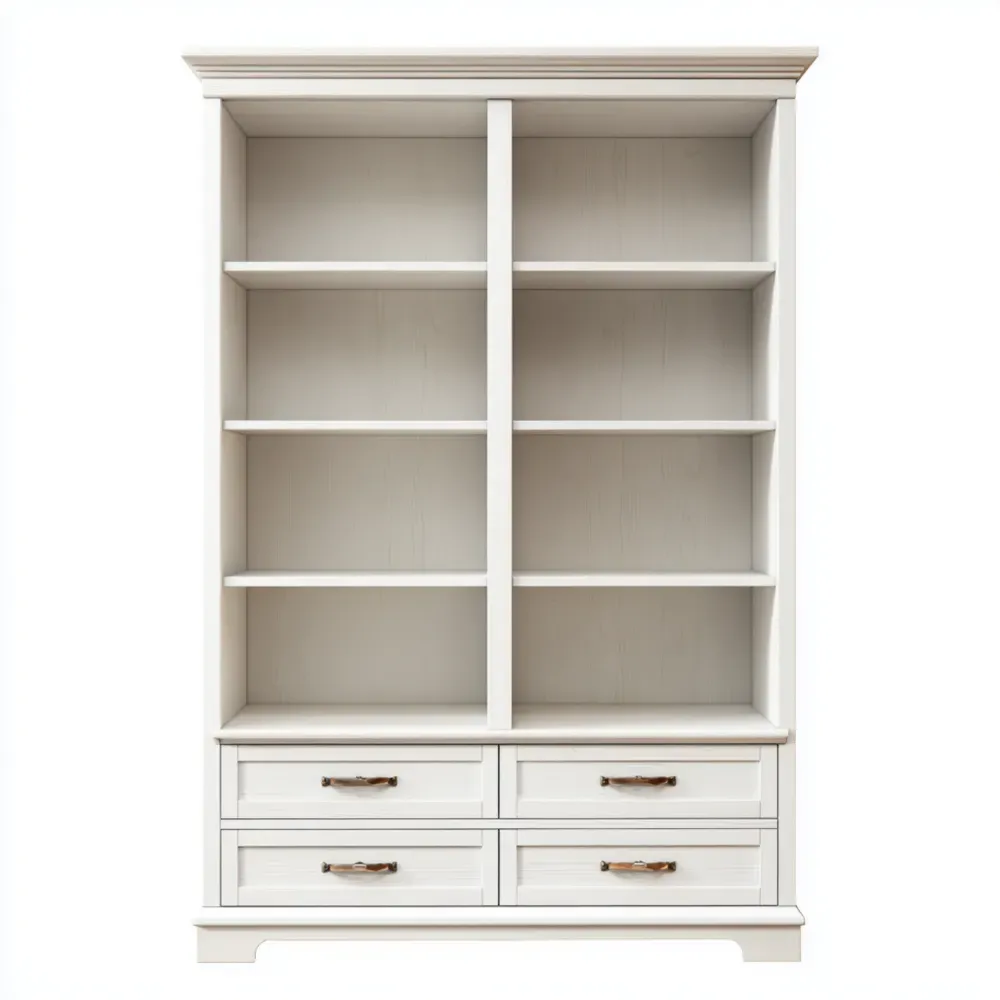 Estantería de Madera con Cajones 180x120x40 cm - Blanco - Estilo Clásico