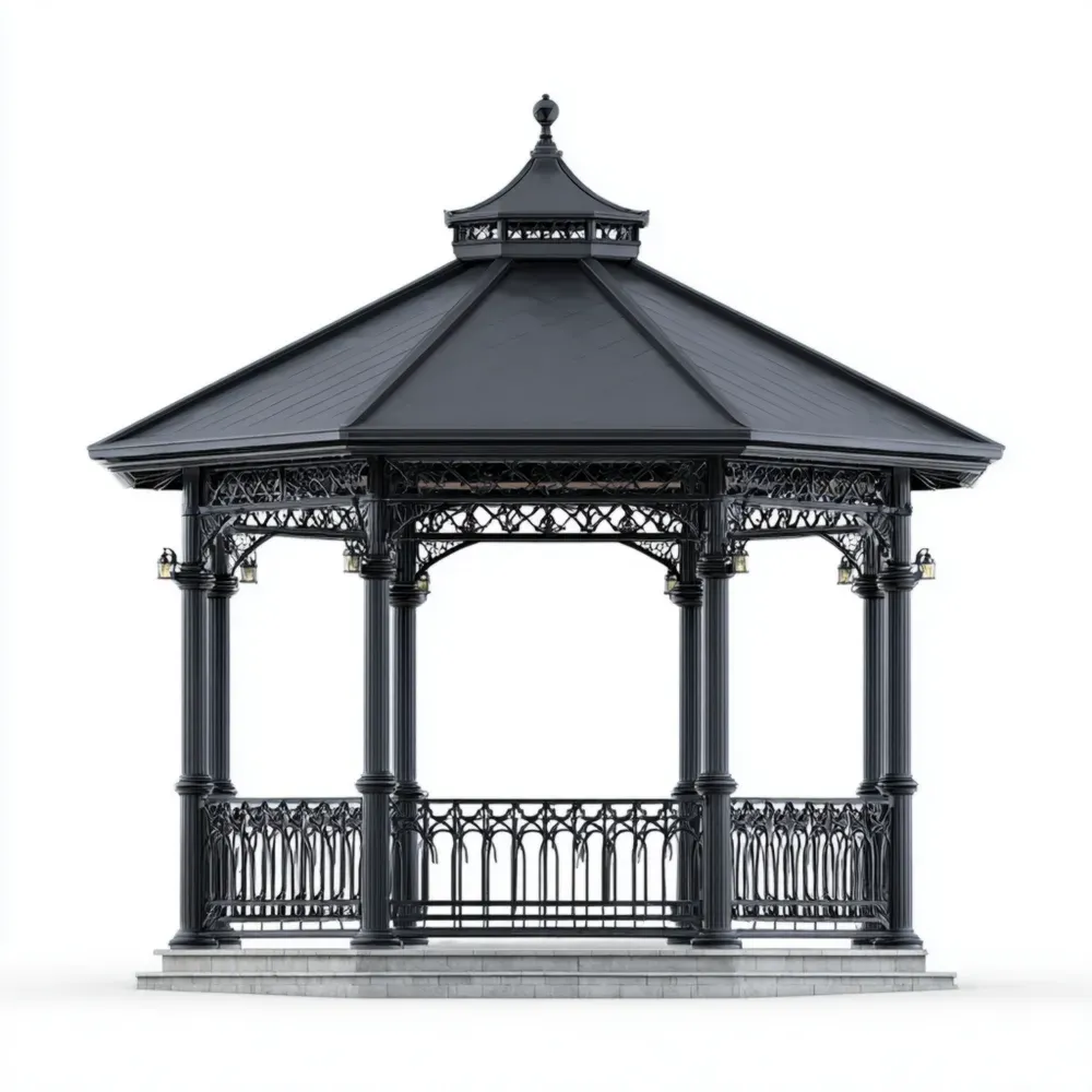 Pabellón de Jardín Hierro Forjado 300x300x400 cm - Negro - Diseño Clásico