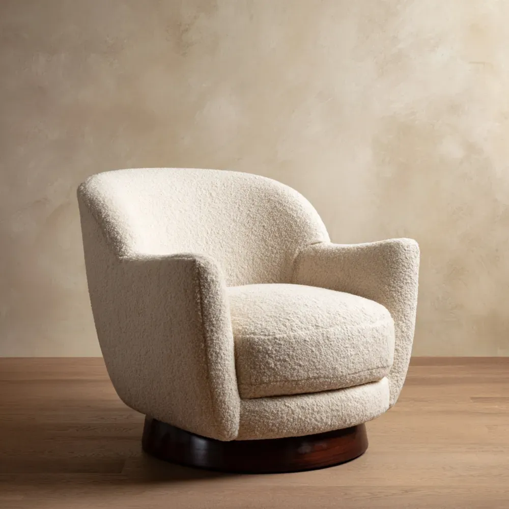 Sillón tapizado bouclé 75x80x83 cm – Blanco – Diseño moderno