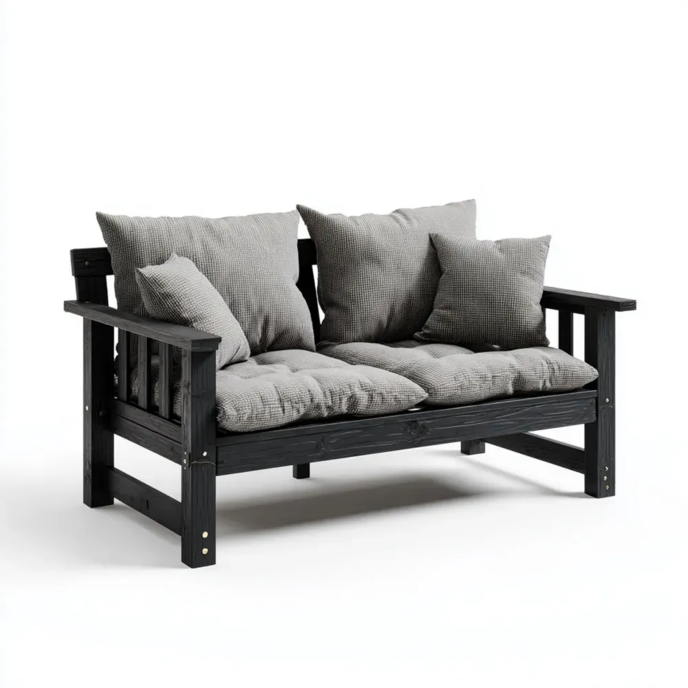 Sofá de Jardín de Madera 150x80x85 cm – Gris – Diseño Clásico