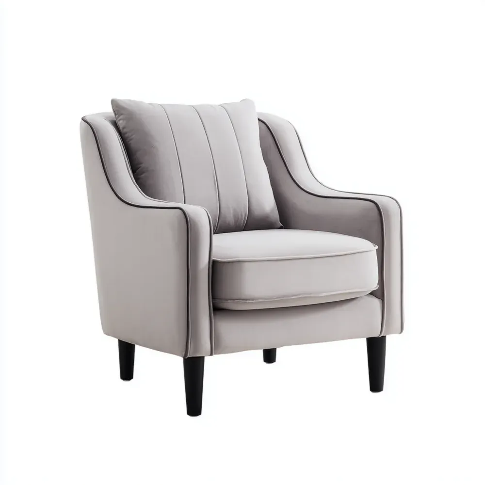 Sillón Tapizado Terciopelo 75x85x90 cm - Gris - Estilo Moderno