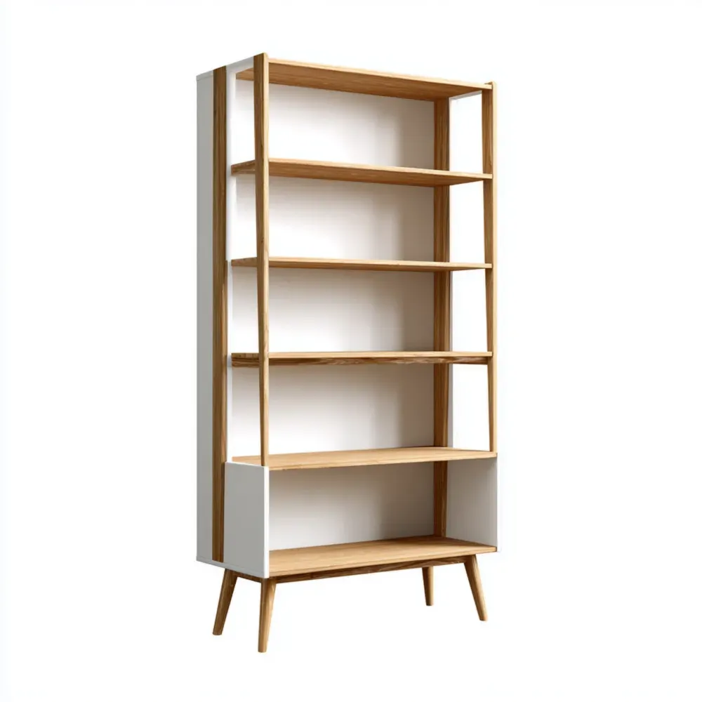 Estantería de Madera 180x80x30 cm - Blanco/Roble - Diseño Escandinavo