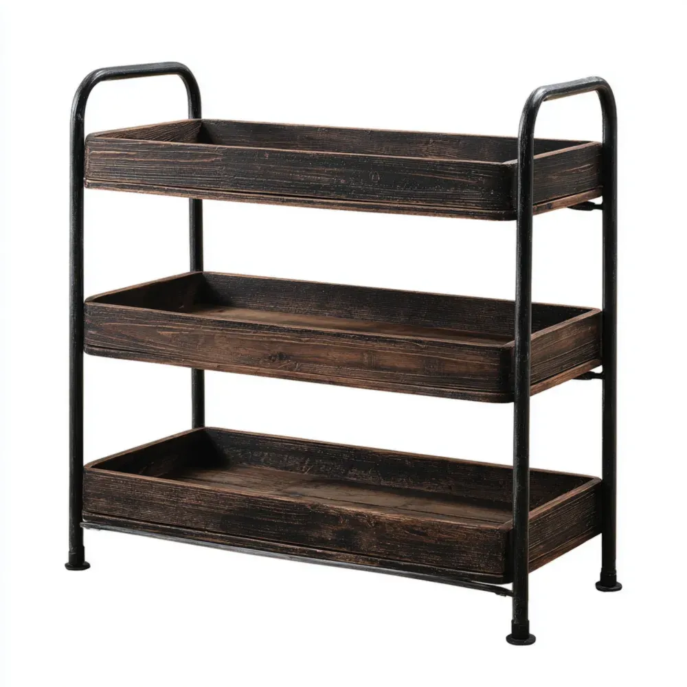 Estantería de 3 niveles Madera y Metal 80x30x85 cm – Diseño Industrial