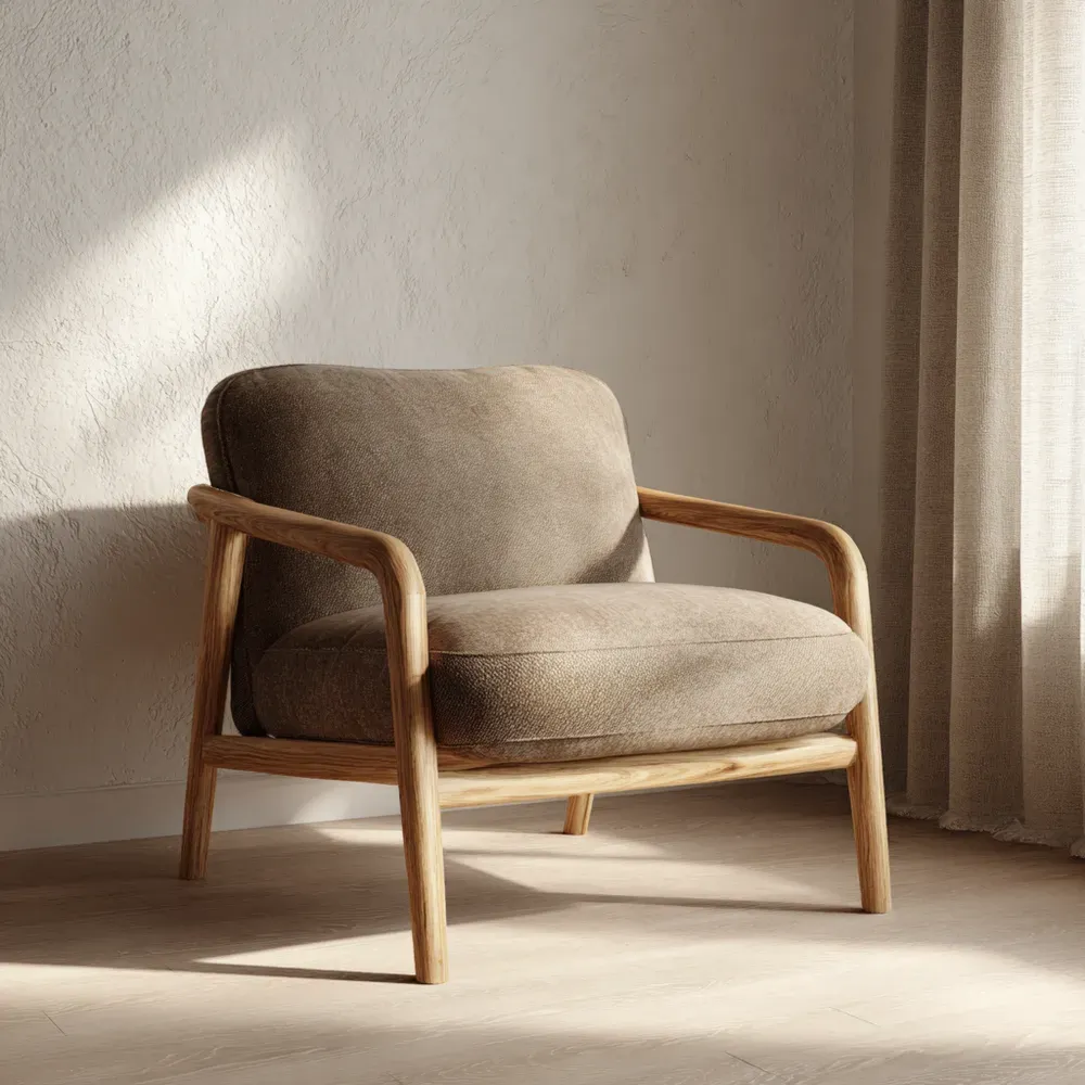 Sillón Tapizado Tela 80x75x80 cm - Marrón - Diseño Contemporáneo