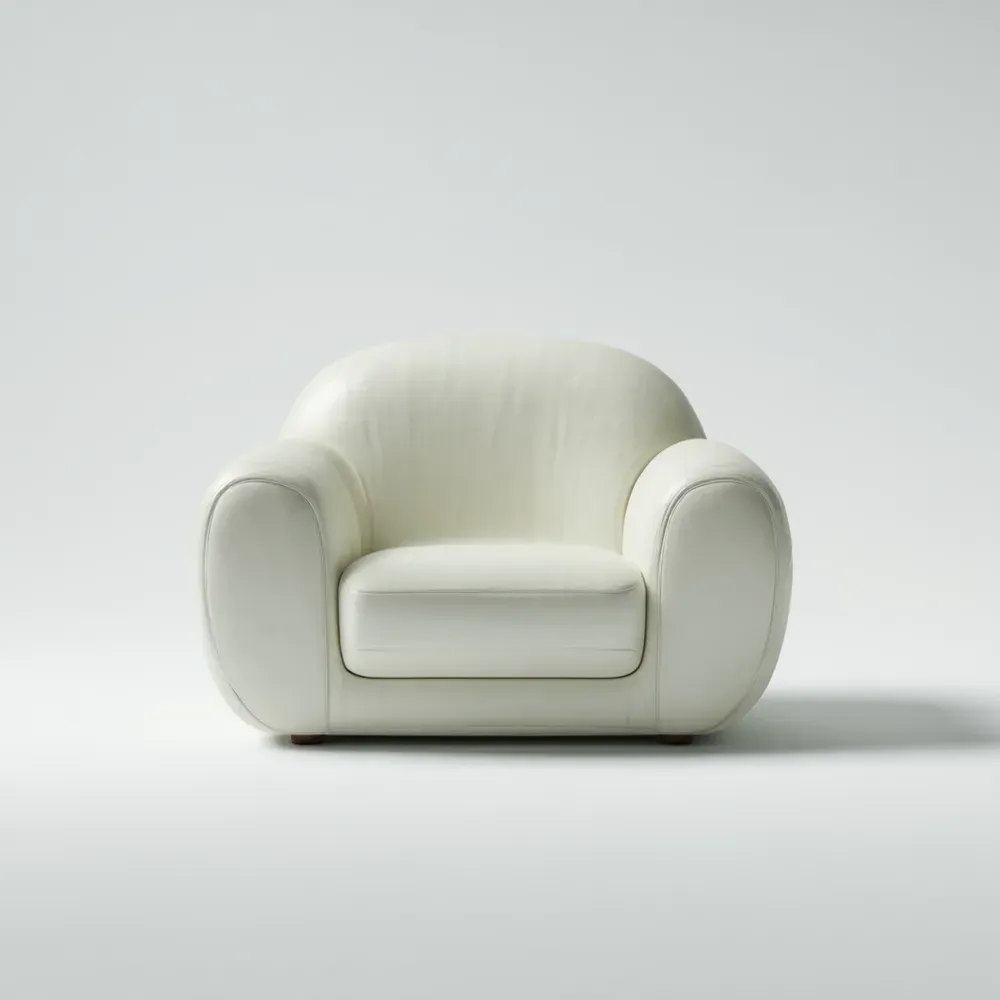 Sillón Tapizado en Cuero 95x85x75 cm – Blanco – Diseño Contemporáneo