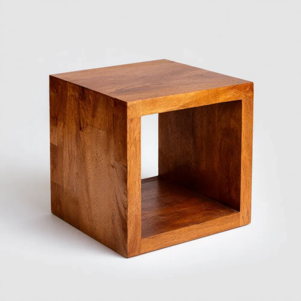 Mesa Auxiliar de Madera 40x40x40 cm – Marrón – Diseño Minimalista