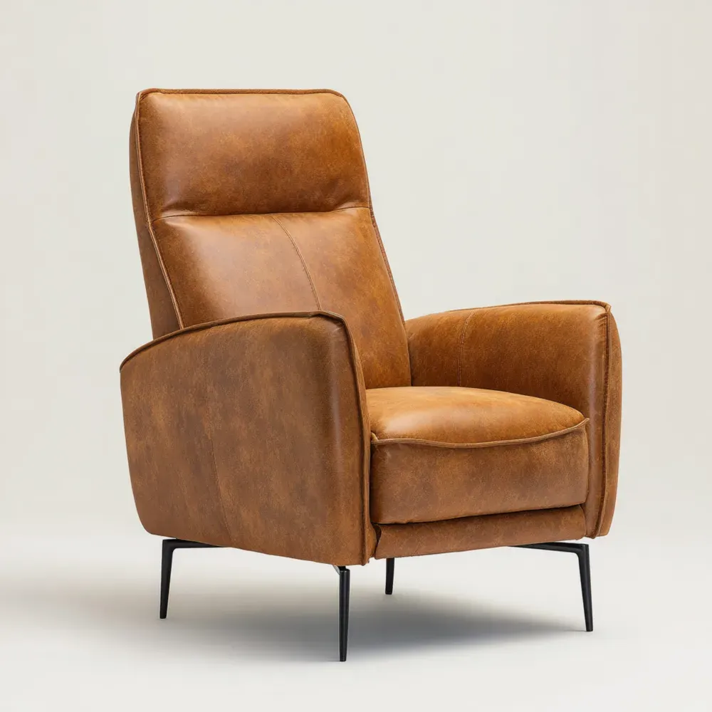 Sillón Reclinable Cuero PU 90x85x100 cm – Marrón – Diseño Contemporáneo