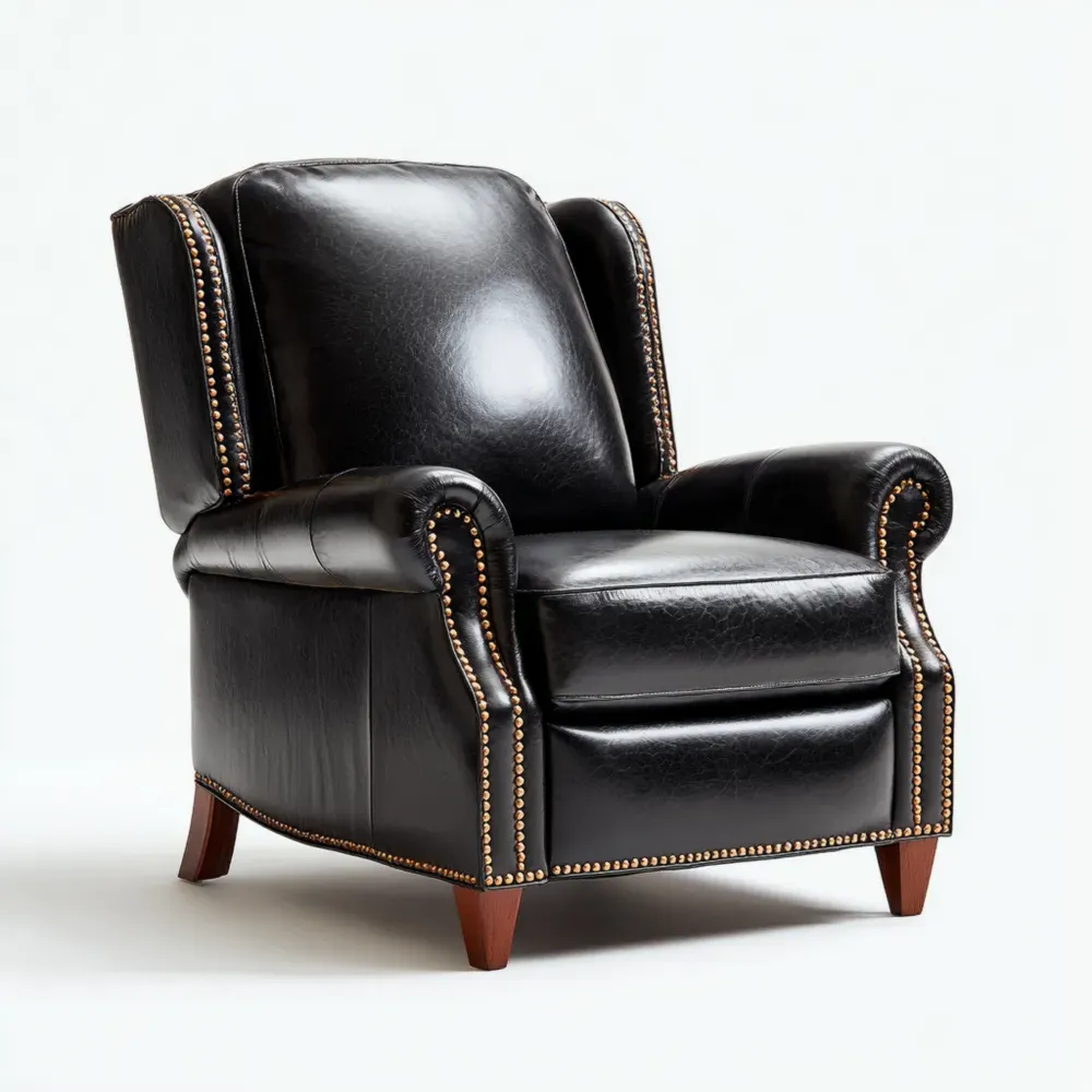 Sillón de Cuero Sintético con Tachuelas 80x90x100 cm – Negro – Diseño Clásico