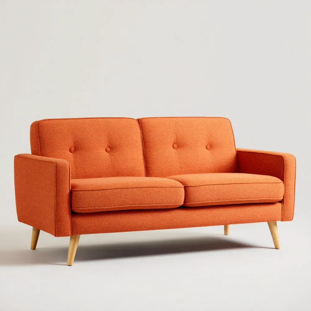 Sofá de Tela 2 Plazas 150x80x85 cm – Naranja – Diseño Moderno