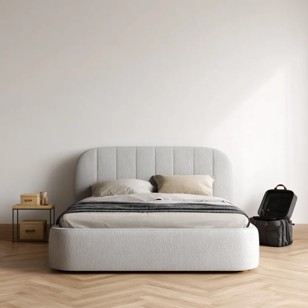 Cama Doble Tapizada de Tela 200x160x100 cm - Gris