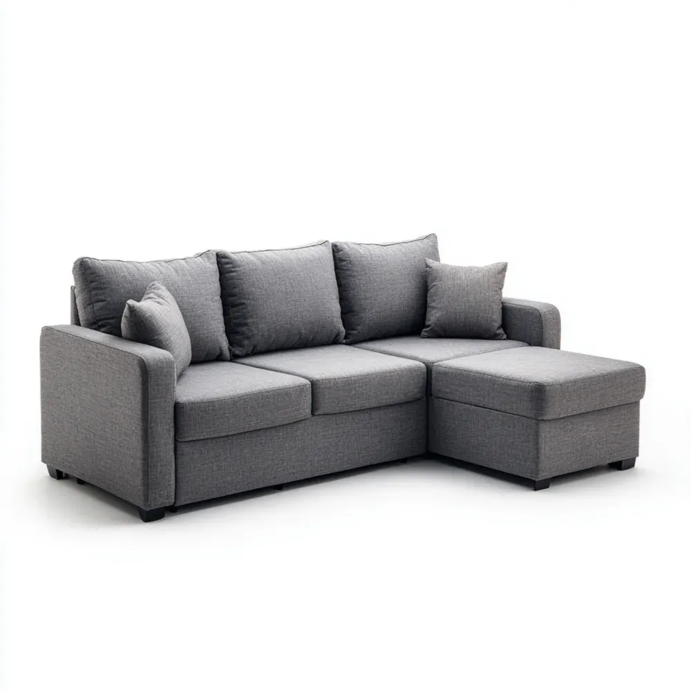 Sofá seccional de tela 250x150x90 cm - Gris - Estilo moderno