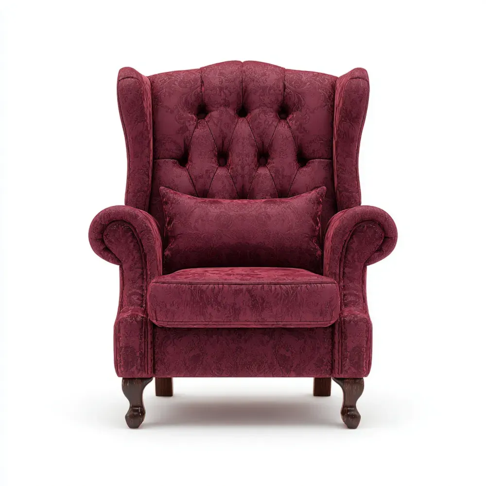 Sillón Clásico Tapizado en Tela Bordó 85x75x100 cm – Diseño Tradicional